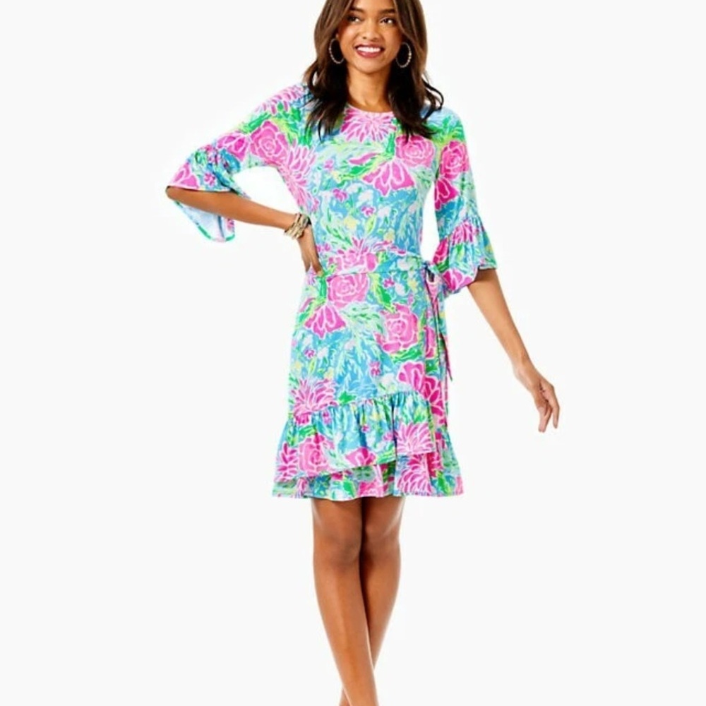 Lilly Pulitzer Blue and Pink Floral Dress